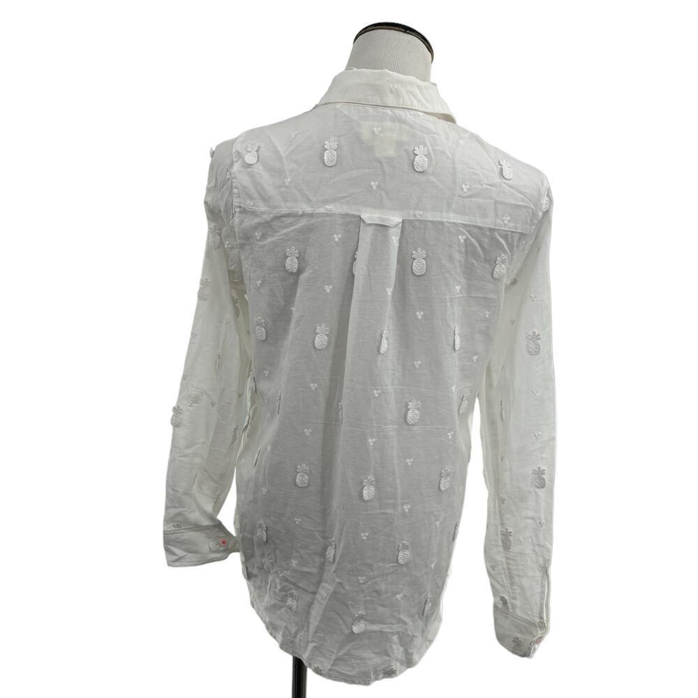 Anthropologie Maeve White Embroidered Pineapple Button Down Blouse 6 - Picture 9 of 12